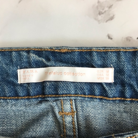 Zara Trafaluc Pearl Distressed Denim Skirt Medium - Picture 5 of 5